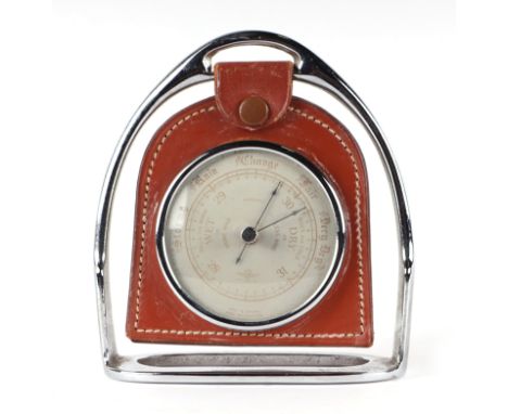 A stirrup type aneroid barometer, 13cms wide.