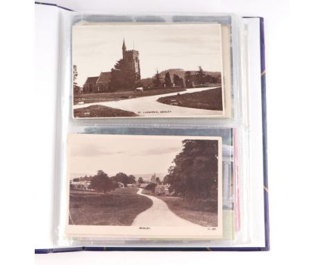 A postcard album containing topographical, horse racing, social history and architectural cards to include Semley, Tisbury an