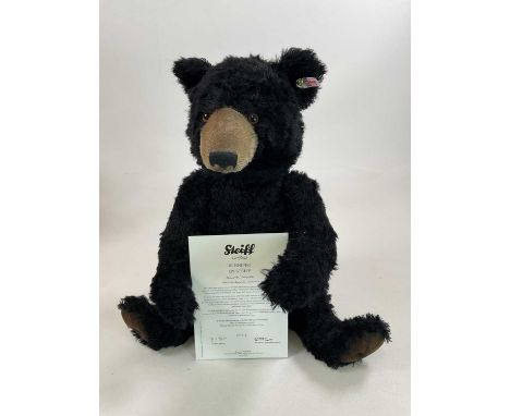 STEIFF; a large black bear, white tag 664618 with certificate, exclusive to Danbury Mint, limited edition of 1914 pieces, hei