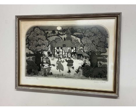 † GRAHAM CLARKE; black and white signed limited edition print, 'The Green Man', 56/100, 34 x 54cm, framed and glazed.