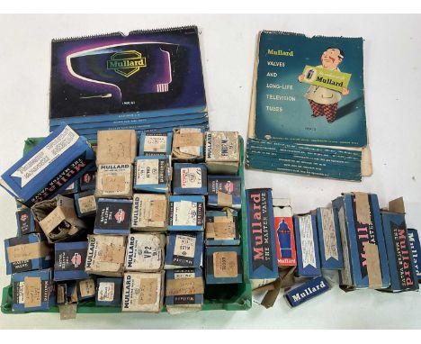 A quantity of vintage Mullard boxed radio valves and calendars.