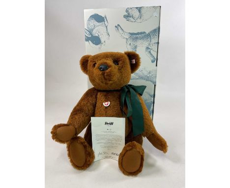 STEIFF; a large russet bear ref PB55, white tag with certificate, limited edition for Danbury Mint, number 49 of 1000, height