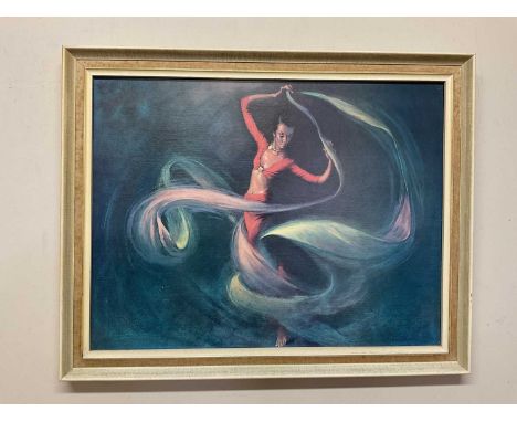 AFTER LOUIS SHABNER; vintage print, 'The Ribbon Dancer', 49 x 64cm, framed.
