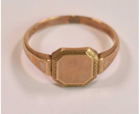 A 9ct yellow gold signet ring, size N, approx 2.5g, resized.