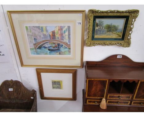 Venetian themed watercolour, small oil on board & signed print
