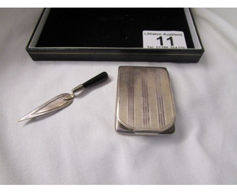 Small silver case & silver trowel