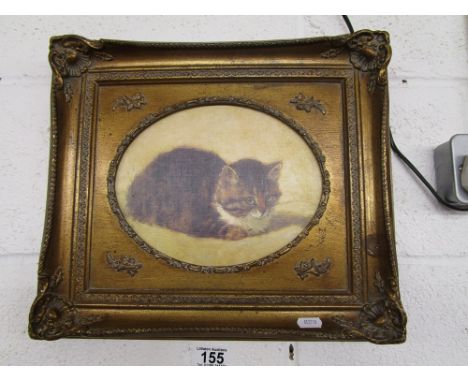 Cat print in ornate gilt frame