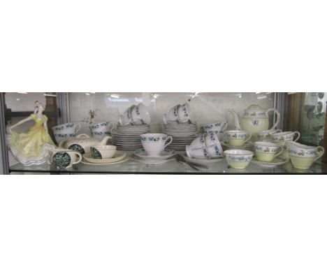 Shelf of china to include Burslem,  Adderley & Royal Doulton figure