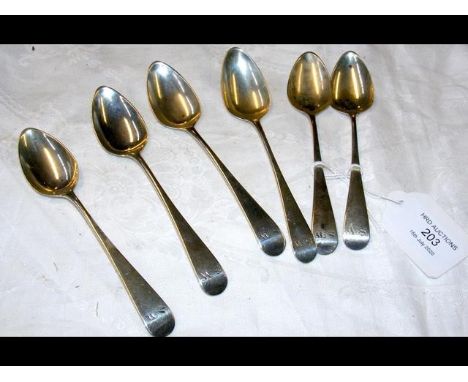 Six silver teaspoons 