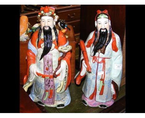 A 46cm high ceramic Chinese figure and one other 