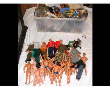 A collection of vintage action men and accessories
