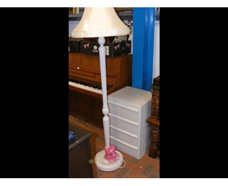 A grey shabby-chic office drawer unit and matching floor lamp 