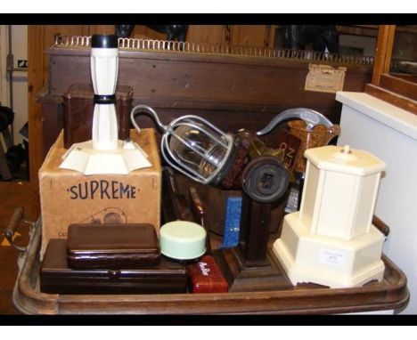 A collection of vintage Bakelite including a musical cigarette dispenser