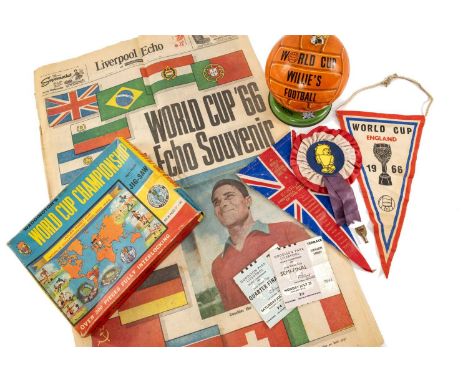 THE FOOTBALL CLUB HOUSE: ASSORTED WORLD CUP 1966 MEMORABILIA, including tin plate World Cup Willie's football sweet tin, 14cm