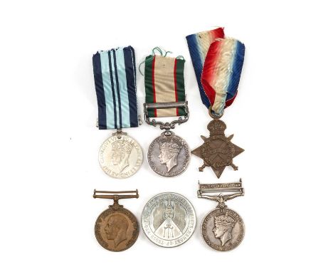 THE MILITARY CLUB HOUSE: FIVE VARIOUS BRITISH CAMPAIGN MEDALS & JUTLAND MEDALLION, including George V Mercantile Marine medal