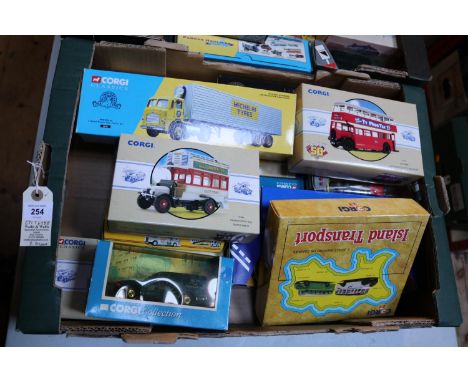 40+ Corgi items. Including; cars, commerical vehicles, buses, etc. Examples include; Island Transport, AEC Cabover and Tanker
