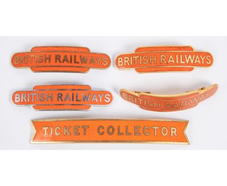 5x British Railways (North Eastern Region) fishtail and totem style cap badges, by Gaunt, Pinches, etc. 4x British Railways a