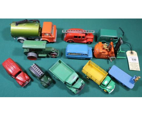 11 Dinky Toys. Trojan Van Chivers. Bedford Van Ovaltine. Telephone Service Van. Austin Van Nestles. Dodge Farm Produce Wagon.