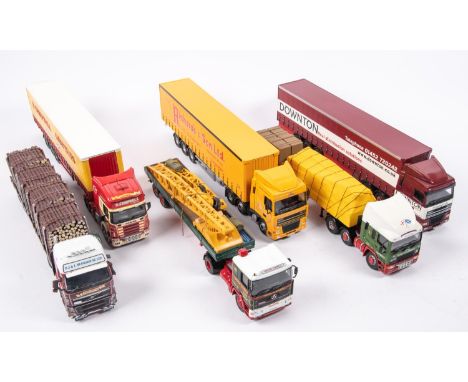 6 1:50 scale Corgi commercial vehicles. Scania 164 tractor unit with a 3 axle curtainside trailer, A. Campbell Carstairs. 2x 