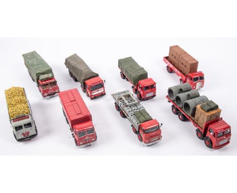 8 Corgi Trucks in  British Road Services liveries. ERF 3-axle open lorry, Foden FG 4-axle covered bulk carrier, Foden FG 4-ax