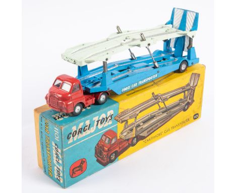 Corgi Major Toys Carrimore Car Transporter (1101). A 1st type example with the Bedford 'S' type tractor unit in red with no f