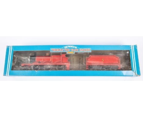 Hornby OO gauge Thomas the Tank Engine, James 2-6-0 locomotive (R852). 5, in lined red livery. Boxed, some wear/damage. Loco 