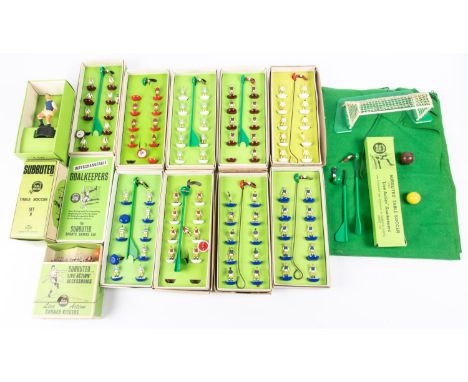 A quantity of 1960s/70s Subbuteo sets. Including; 9x boxed football teams; 3x teams with goalkeepers on metal rods, 5x teams 