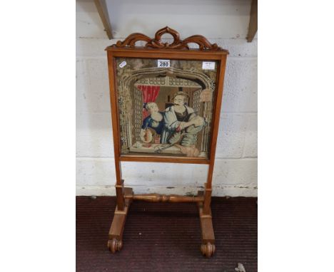 Mahogany tapestry fire-screen