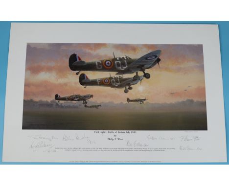 RAF Print - First Light - Battle of Britain July 1940 by Philip West - Artists Proof 20 of 25 - Signed by artist, Sqn Leader 