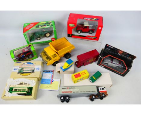 Corgi - Siku - Britains - Dinky Toys - Matchbox - Tonka. A selection of Ten boxed and loose diecast vehicles appearing in Pla