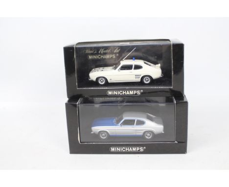 Minichamps - Two boxed Limited Edition 1:43 scale Minichamps Ford Capris. Lot consists of Minichamps #430085805 Ford Capri RS