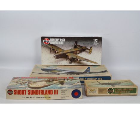 Airfix - Four boxed plastic military and civilian aircraft model kits in a variety of scales. Lot includes Airfix #04001-5 We