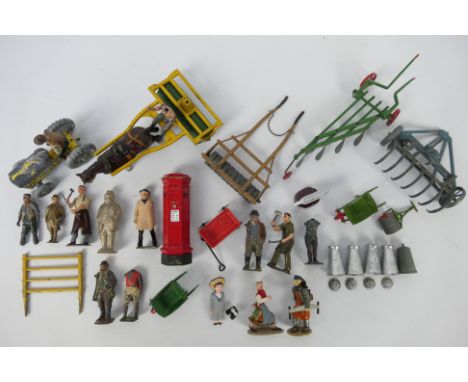 Britains - JoHillco -- Charbens - Other - A collection of unboxed farm figures and farm implements. Lot includes a Charbens h