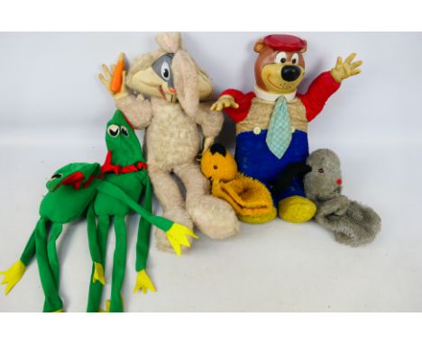 Yogi Bear - Bugs Bunny - Semco - Sooty&amp;Sweep - Chad Valley. A selection of 6 plush toys, playworn and in need of a clean.