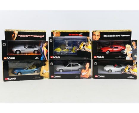Corgi - James Bond - 6 x boxed Sean Connery and Pierce Brosnan era vehicles including Toyota 2000 GT # 65102, Ford Mustang Ma