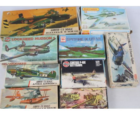 Airfix - Matchbox - Frog - Nine boxed plastic predominately military aircraft model kits in a variety of scales. Lot includes