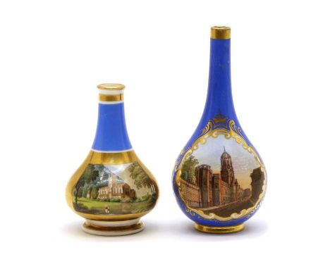 A Chamberlain’s Worcester porcelain named view bottle vase, mid-19th century, depicting Christ Church College Oxford, printed