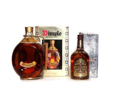 Whisky, Chivas Regal, Aged 12 Years, Blended Scotch Whisky (1 boxed) together with a US half gallon of Dimple Haig Scotch Whi