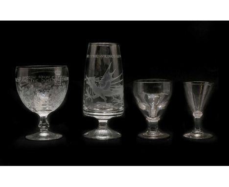 Four items of glassware, the first two by Thomas Webb &amp; Sons, Stourbridge, 1969 'The Investiture of The Prince of Wales',