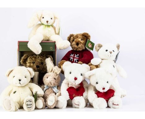 Eight Harrods teddy bears,  a limited edition 20th Anniversary Bear, 11 of 1500, in original window box with certificate --16