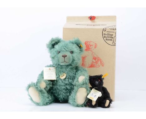 Two Steiff yellow tag teddy bears,  a Classic bear with turquoise mohair, in original box --16in. (40.5cm.) high; a and a His