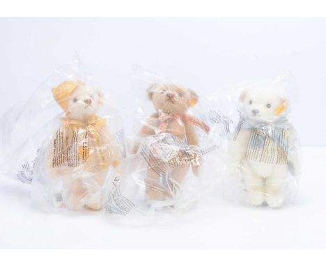 Three Steiff yellow tag teddy bears,  a Steiff Loyal Club membership bear, only purchasable for club membership of 20 plus ye