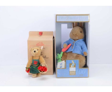 A Steiff limited edition The Gardening Bear,  453 of 4000, with certificate and in original box --8 12/in. (21cm.) high; and 