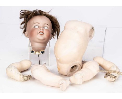 A Simon &amp; Halbig for Kammer &amp; Reinhardt 126 baby doll, with blue sleeping eyes (loose), brown hair wig --5 1/2in. (14