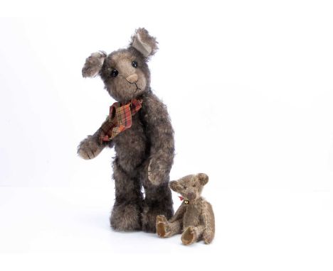 A Sarah's Bears rabbit,  light brown mohair with black tips, black plastic eyes, brown stitched nose, swivel head with jointe