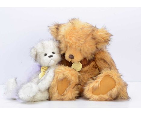 Two Charlie bears teddy bears,  a Charlie Bears Molly teddy bear, designed by Heather Lyell, 2011, white with black tip plush