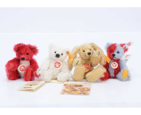 Three Steiff miniature teddy bears,  a limited edition Harlequin 194 of 1500, with certificate --4 1/4in. (11cm.) high, a yel