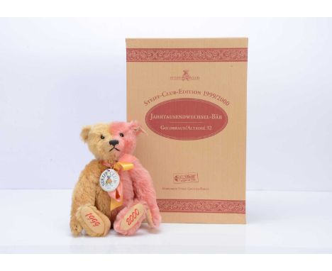A Steiff limited edition Year 2000 teddy bear,  4869 for the year 1999, with golden brown and dusky pink mohair, in original 