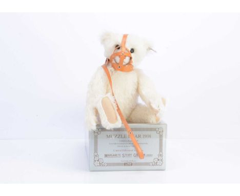 A Steiff limited edition replica 1908 Muzzle bear, 3147 of 6000, with white mohair, in original window box with certificate -