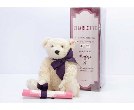 A Steiff limited edition Charlotte teddy bear,  100 of 2000, made exclusively for Hamleys London, in original window box with